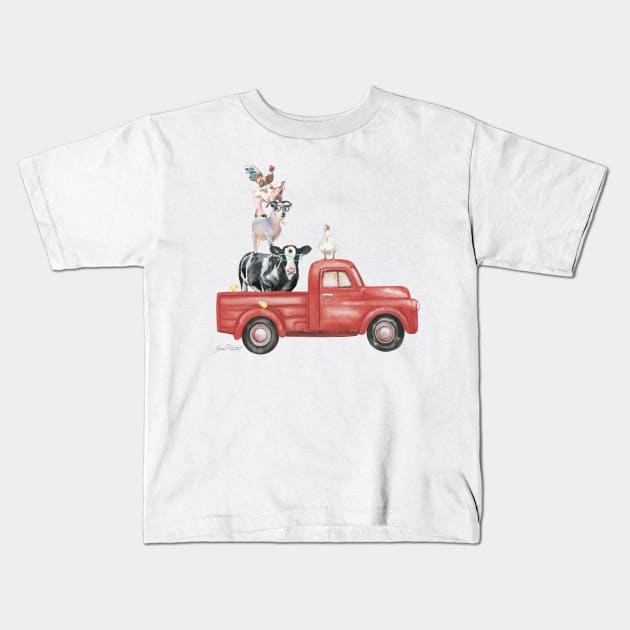 Farm Animal Family B3 Kids T-Shirt by Jean Plout Designs